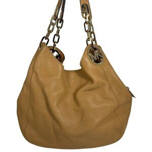 MICHAEL KORS Fulton Large Acorn Brown Leather Slouchy Shoulder Bag Tote VGC